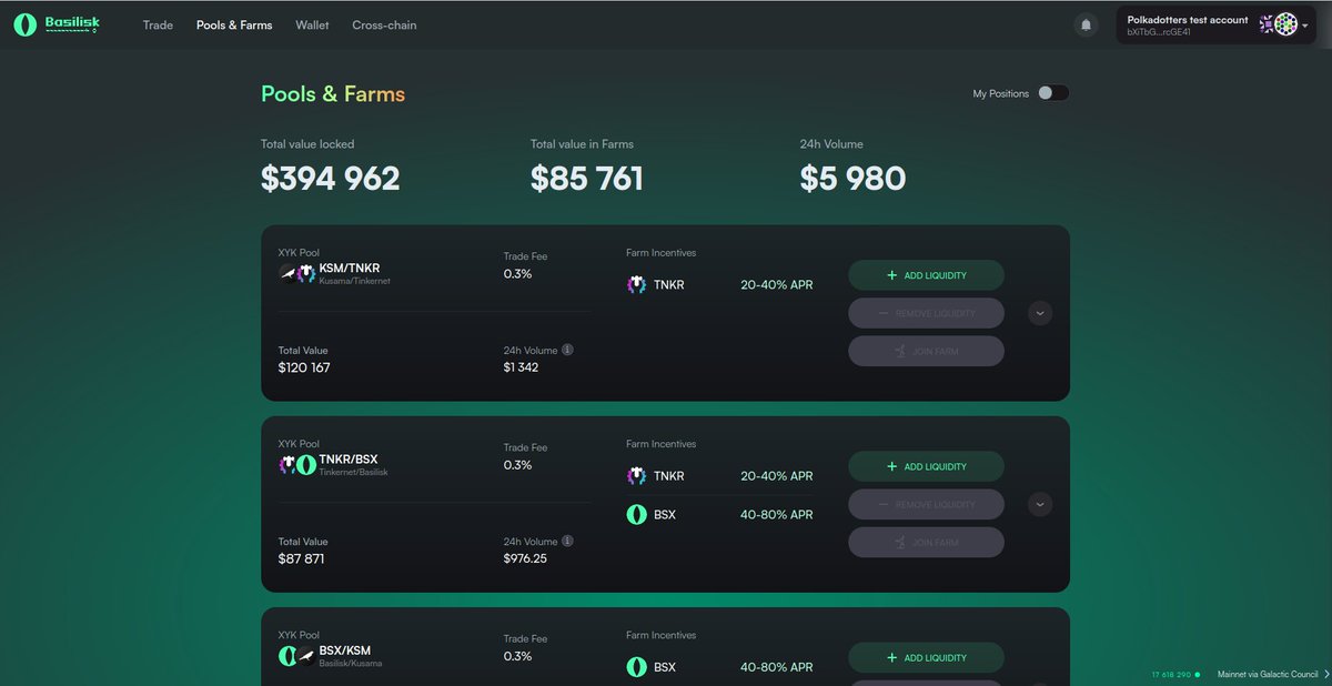 6⃣ 🐍 Basilisk SNEK DEX: The Easy and Profitable Farming Platform🌾

🧑‍🌾 Earn up to 80% APR with frictionless liquidity and farming models
💧 Bootstraps liquidity with the most convenient AMM model via LBP
🎨 NFT marketplace
 
bsx.fi