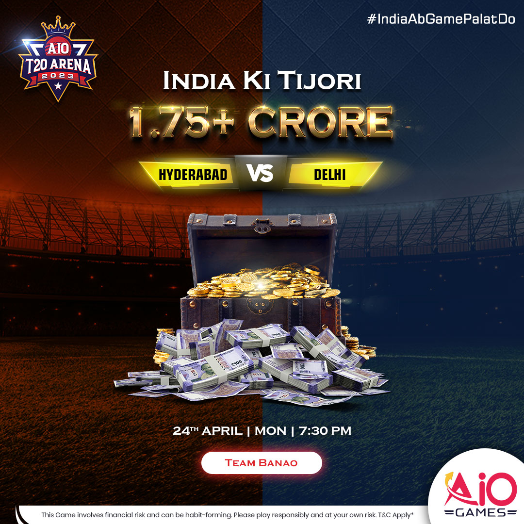games_aio's tweet photo. Sab kuch bool jao, bas jaldi team banao #fantasycricket #IndiaAbGamePalatDo
Join #hyderabadvsdelhi #t20league
Play & Win crores @games_aio
Make your team now โ
- https://t.co/bTDB4gQGUA
#AIOGames #IPL2023 #fantasygames #skillbasedgames
โฆ
*T&C apply https://t.co/j8RCvwyYJ2