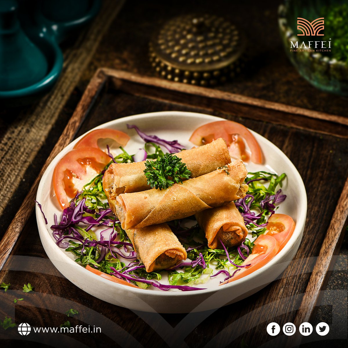 MaffeiKitchen's tweet photo. "Experience the ultimate indulgence with our premium Rakakat Jinbneh (Cheese Rolls) at Maffei Kitchen in Koramangala, Bengaluru!"
.
#MaffeiKitchen #banglore #falafal #hummus #maffeikitchen #dessertgoals #MoroccanFlavors #LebaneseCuisine #TasteOfMorocco #FlavorsOfLebanon https://t.co/6FKMsDUVIO