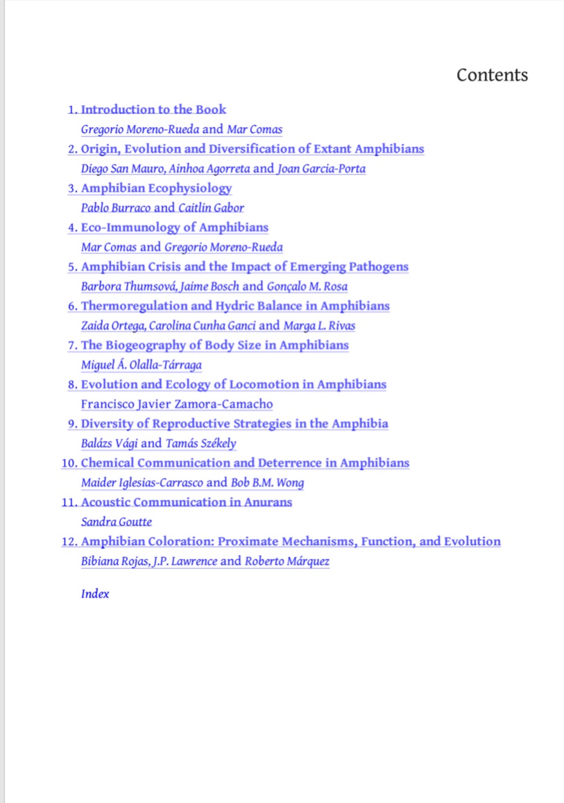 biobiiana's tweet image. Excited to learn that this new book, “Evolutionary Ecology of Amphibians” (Eds. Gregorio Moreno &amp;amp; Mar Comas) will be out soon! 12 chapters in total with broad topic coverage. @JPLawrencePhoto @rmp033 and I put together a chapter on amphibian #ColSci 🟡⚫️🟠🟢🔵 @KLIVVWien #HerpSci