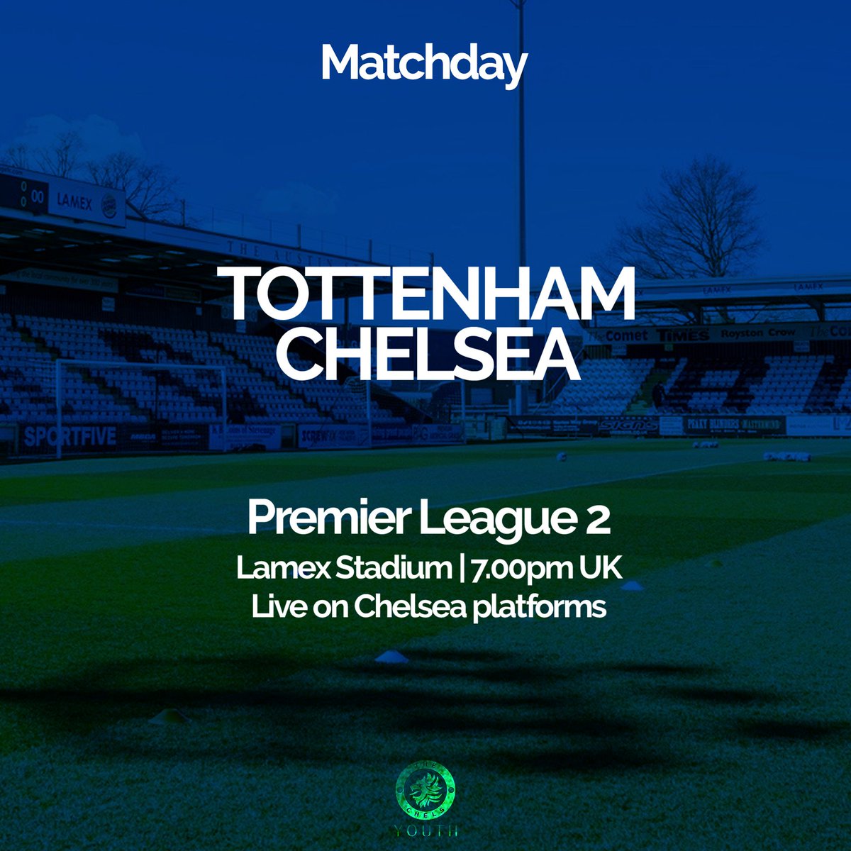 #CFCDev head to Stevenage this evening to face Tottenham in their penultimate #PL2 match of the season. It's being broadcast live on Chelsea platforms too.