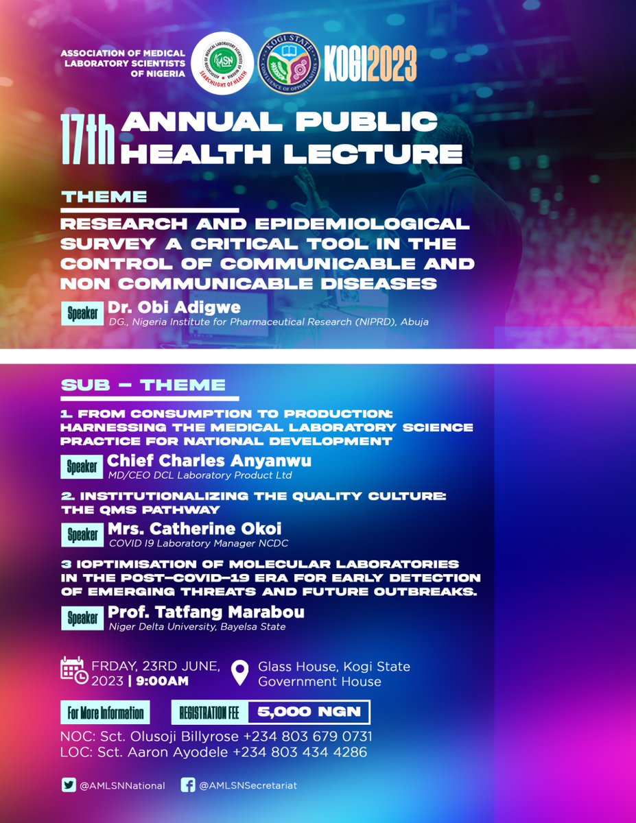 AmlsnKogi's tweet photo. It is AMLSN Annual Public Health Lecture  again, 2023 edition.  Check details on the flier. https://t.co/rPER584JK9