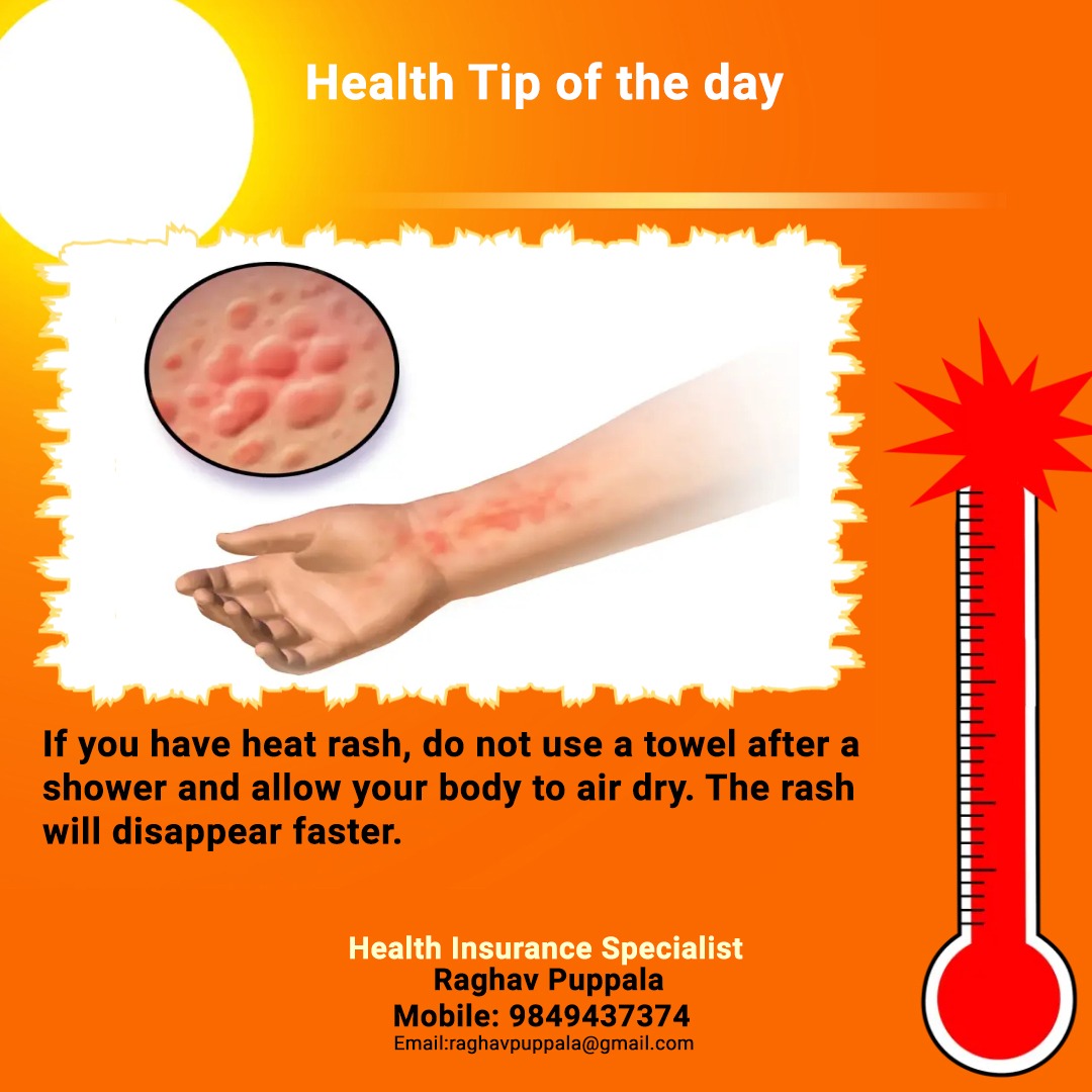 Health tip of the day
#heat #rash #towel #shower #body #allow #air #dry #disappear #healthtipoftheday #healthinsuranceadvisor