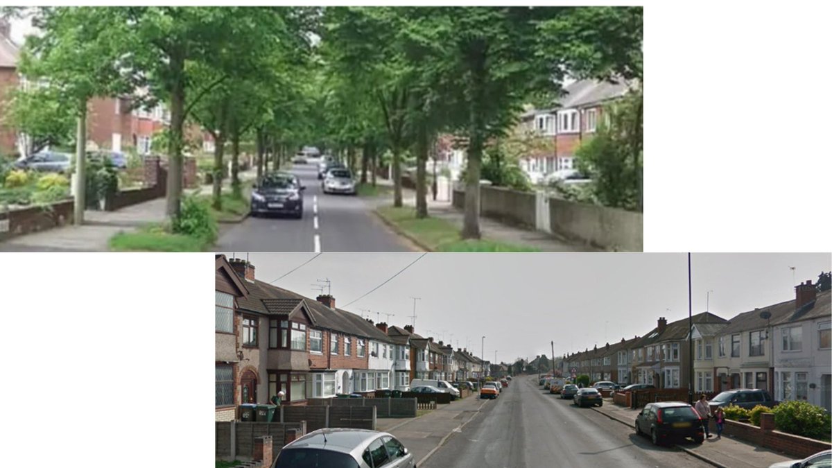 With or without?🌳❌

What d'you think when you see these 2 images? 
Which street would be cooler on a hot day? Would you hear birdsong? Would you enjoy walking? Would the cars drive slower? Would you prefer to live on?

We think all streets deserve trees
Treesforstreets.org