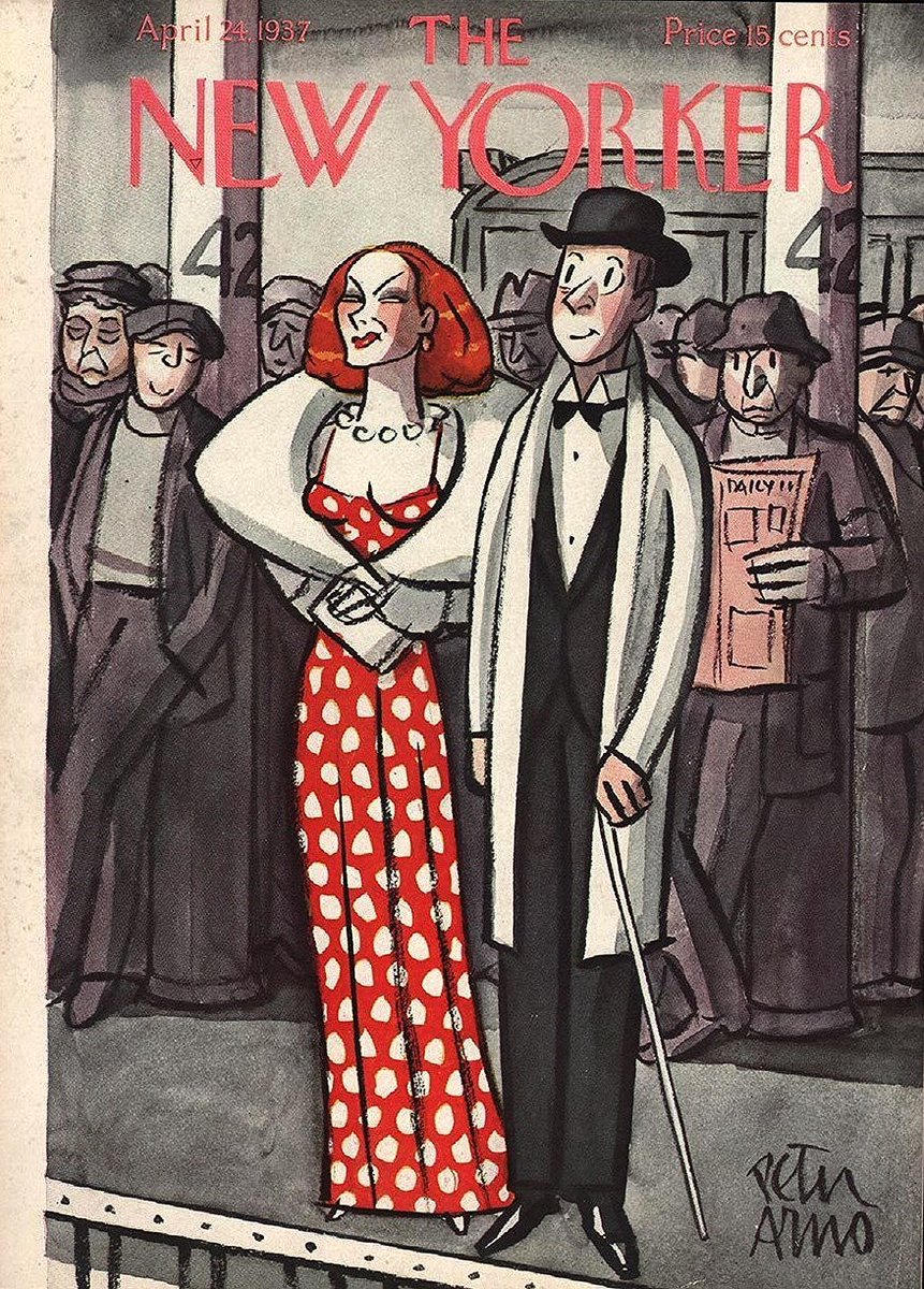 LRonLacy's tweet photo. #OTD in 1937
Cover of The New Yorker, April 24, 1937
Peter Arno
#TheNewYorkerCover #PeterArno #subway #42ndSt #womensfashion #mensfashion https://t.co/lQf2MeIEfE