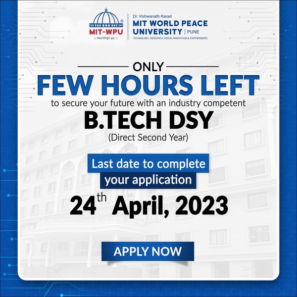 vidyavision_com's tweet photo. Last Few Hour Left to secure your future with an industry-competent https://t.co/75bWtDbXyb DSY Programme. Last date to complete your application is 24h April 2023.
Apply Now: https://t.co/oYtpqUTg5z
#MITWPU #MITWorldPeaceUniversity #MIT #MITMBA #MITPune #Vidyavision https://t.co/8oFEzHtY0a