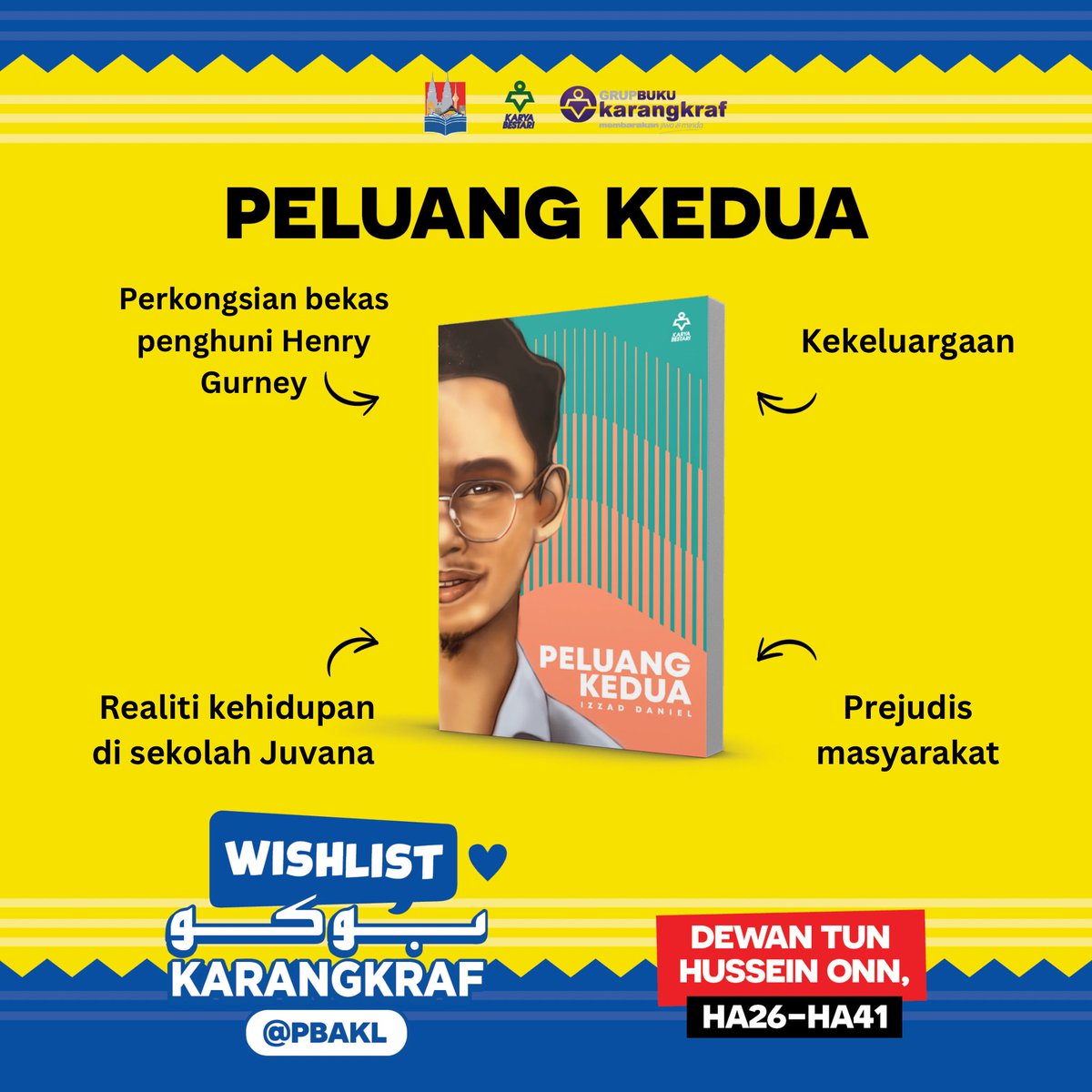 Karangkraf's tweet photo. WISHLIST BUKU KARANGKRAF di @KLIBF ✨✨PELUANG KEDUA

Telusuri perkongsian @izzaddaniel_  bekas penghuni Henry Gurney tntg perjalanan beliau slps dimasukkan ke Sekolah Henry Gurney kerana kesalahan dadah diusia muda dn cabaran yang dilalui beliau untuk kembali kepada masyarakat. https://t.co/feCzUJKxsh