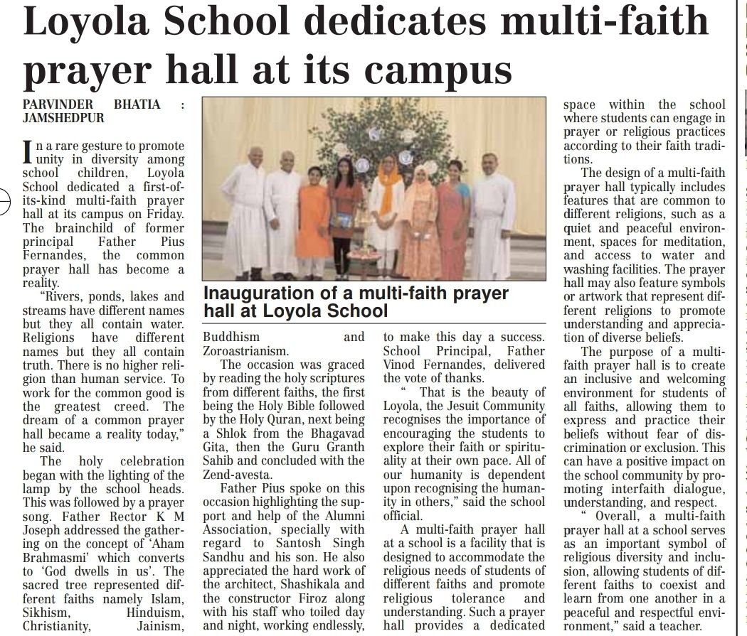 Despite being a Christian Minority School, Loyola School Jamshedpur has set up a multi-faith prayer hall, where in students belonging to different religions can come and pray. A rare gesture to promote Unity in Diversity #jesuits #jesuiteducated #loyola #jamshedpur #tata