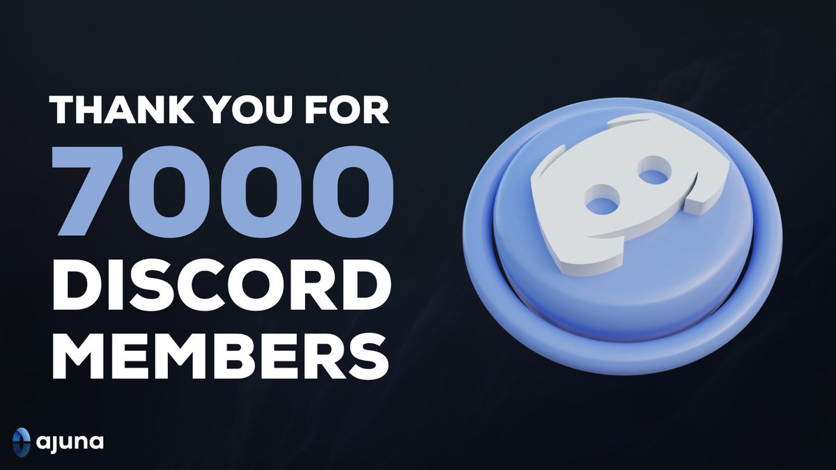 AjunaNetwork's tweet photo. We've reached 7000 members on our Discord server and we couldn't be more grateful for the amazing community that has joined us on this journey.

Thank you for your support, engagement, and enthusiasm for our project. We couldn't have done it without you! 💙 https://t.co/kt1iPuh3pD