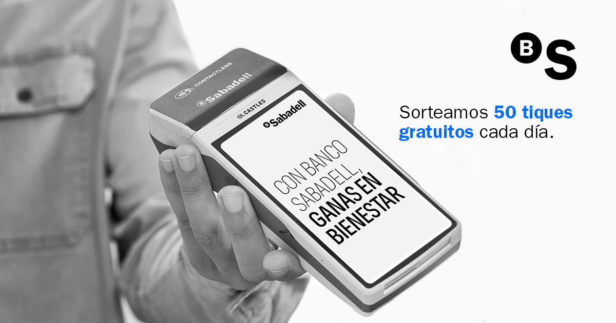 BancoSabadell's tweet photo. Solo con pagar a través de #TPVSmart en negocios de Salud y Bienestar, los clientes podrán ganar al momento uno de los 50 tiques gratuitos de hasta 3.000 € que sorteamos a diario entre el 10/04 y el 14/05. Bases legales aquí: https://t.co/y07ugVjDsb https://t.co/9hJ3YYEMhZ