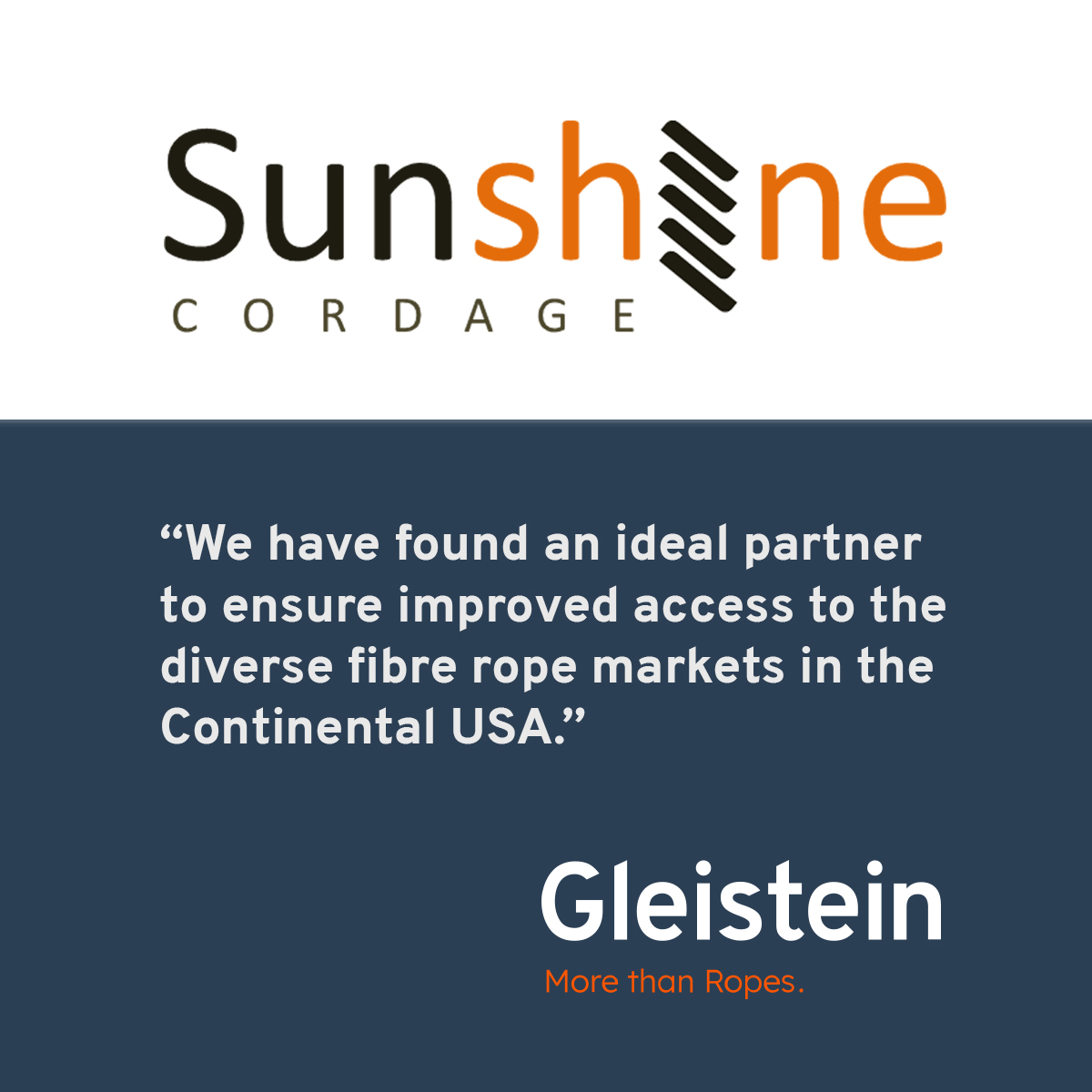 GleisteinRopes's tweet photo. We're delighted about our new preferred partnership with Sunshine Cordage Corporation! 
"we have found an ideal partner to ensure improved access to the diverse fibre rope markets in the Continental USA."
Curious to learn more? https://t.co/lMbF1tt1ZI https://t.co/ODd1UYnb8H