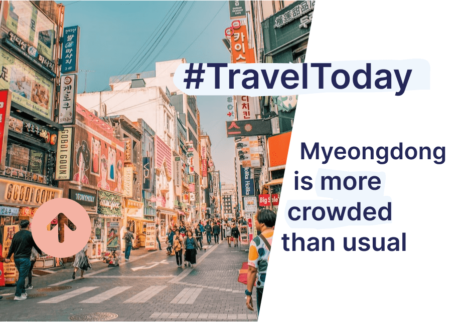DFRCag's tweet photo. Looking for a place to go this afternoon ? Myeongdong is a popular place in Seoul. In fact, we counted 1,456 people in Myeongdong an hour ago, which is more than expected on a typical Monday. #TravelMonday #DataSpooned https://t.co/ekuT81pFhj