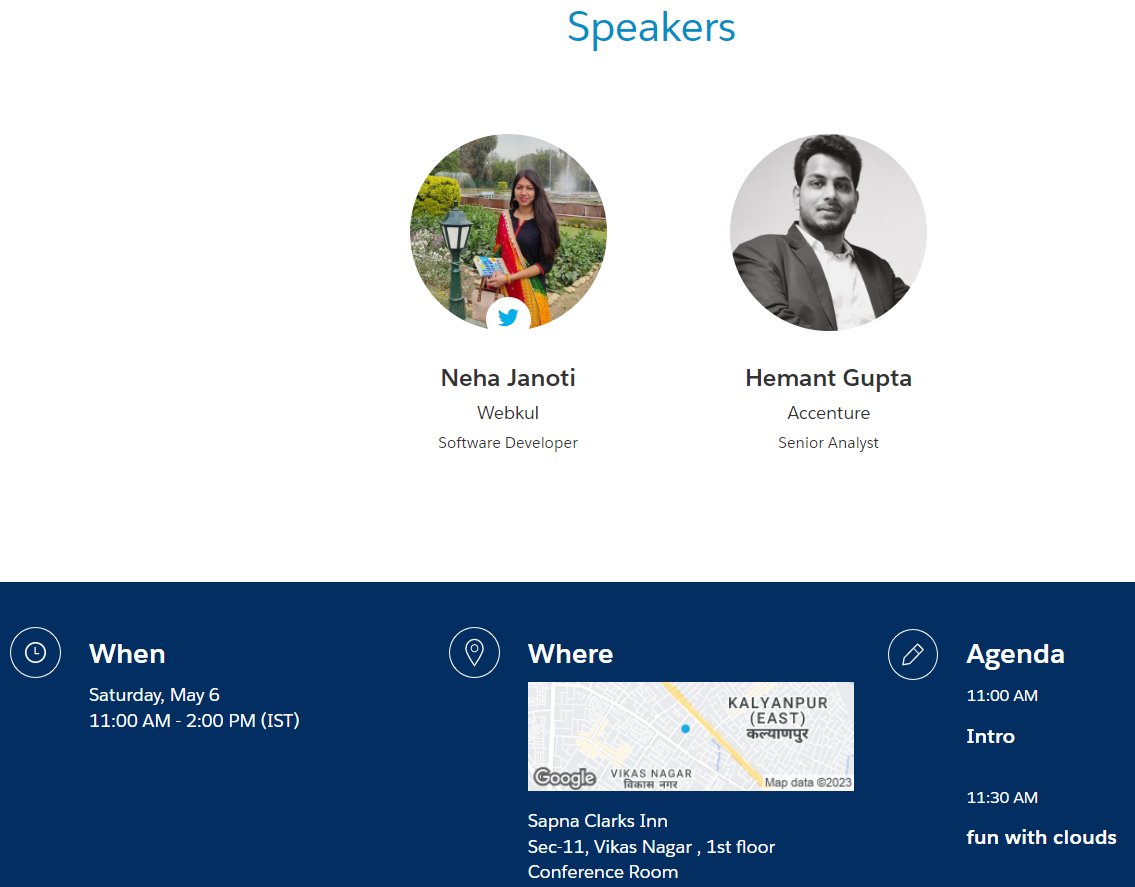 This is really great to see you here, @NehaJanoti Wish I can be a part of it. @faisalsiddiki21 

#TrailBlazers do register now to learn more about #SalesforceClouds Its a great opportunity.

@SalesforceAdmns @SalesforceDevs @salesforcejobs @trailhead 

trailblazercommunitygroups.com/events/details…