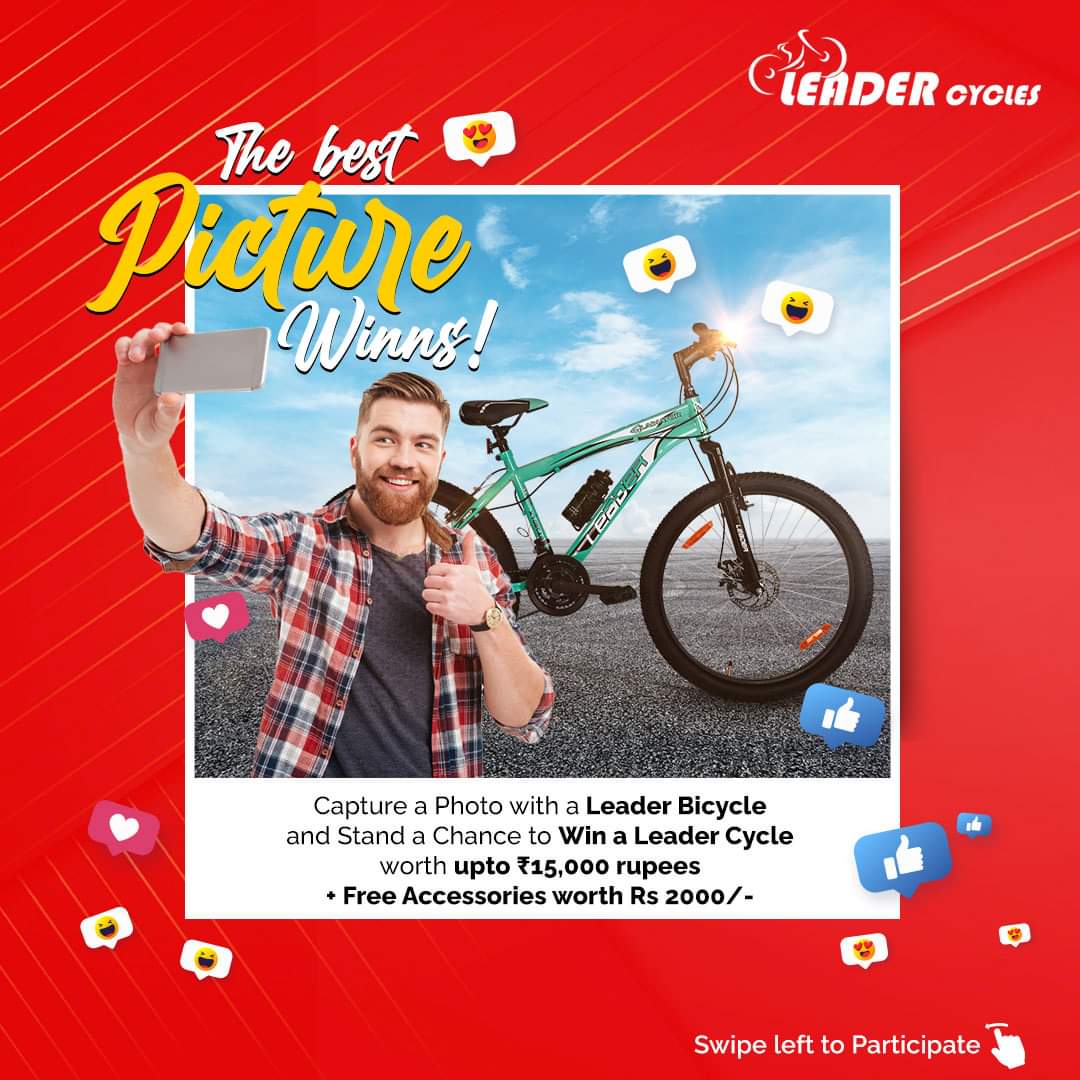 mtbbyleader's tweet photo. Announcing “Best Picture Wins” Contest!

Are you ready to capture the Joy of cycling in a picture? Participate in our "Click a Picture" contest and show off your photography skills for a chance to win a Leader Bicycle worth up to Rs 15,000/- + Free Accessories worth Rs 2000/- https://t.co/rrZjL11jvy