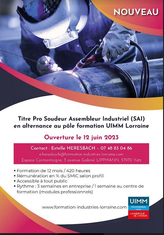 MLNM_th's tweet photo. Ouverture d'un Titre pro Soudeur Assembleur Industriel - Pôle formation Uimm de Yutz... https://t.co/xoZcr6n0Wm