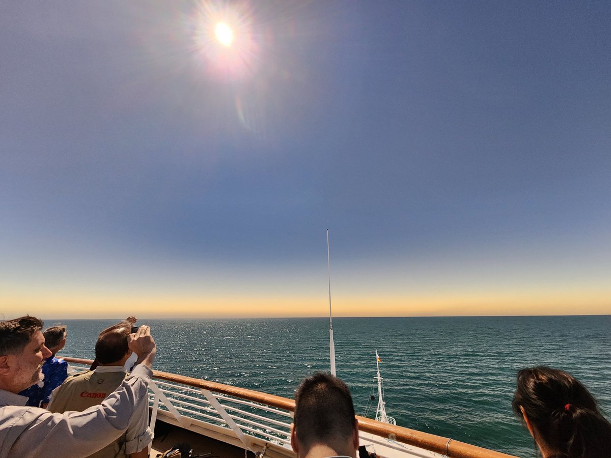 Nearing end of 2-week trip to Sydney: caught Indian Pacific train to Perth; lovely Fremantle; 5 nights on P&amp;O Pacific Explorer - anchor off Exmouth for magical total solar eclipse (my 11th success out of 12 &amp; my sister's first); time in Perth, now inflight to Brisbane.