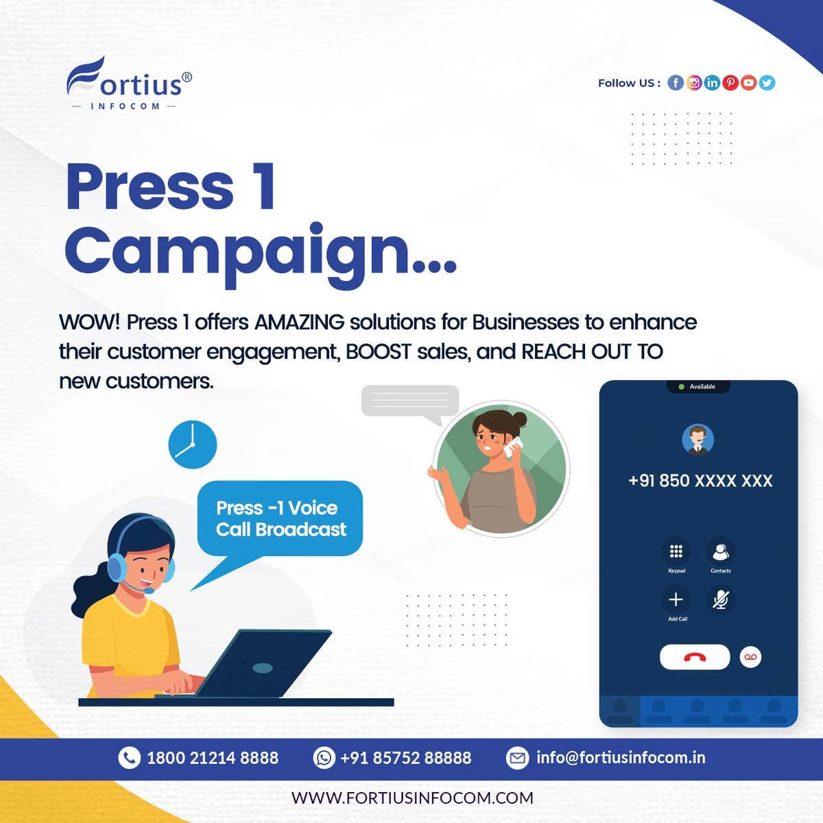 fortiusinfocom's tweet photo. 🤩 Create more meaningful connections with customers and transform your business growth with WOW! Press 1. 🚀 Reach out to new clients and experience an incredible boost in sales like never before! #press1 #1press #press1voicecall #1prressvoicecall #voicecallmarketing #marketing
https://t.co/JrNsj9Qj6W