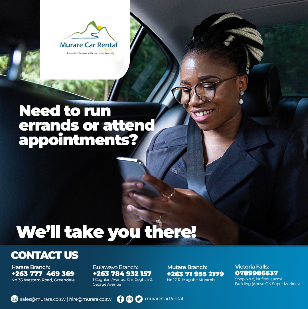 From errands to road trips, Murare Car Rental has you covered!

📷Like and follow us for the best car hire experience 📷

#RentWithMurare #Zimbabwe #MurareCarRental #taxiservices #chaufferdriven #Backpackers