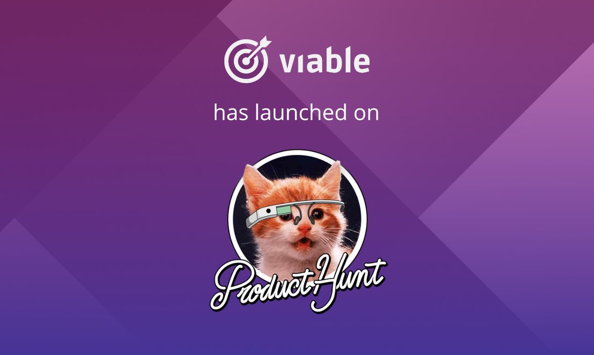 askviable's tweet photo. WE NEED YOUR SUPPORT on @ProductHunt  today! 😸

Viable 2.0 just launched with a ton of amazing new features so please share your feedback, ask questions, and show us some love. https://t.co/k0kOdhkAnh

Don’t hesitate to jump into the conversation or hit the 🔺 and help us make this launch a great one! #producthunt