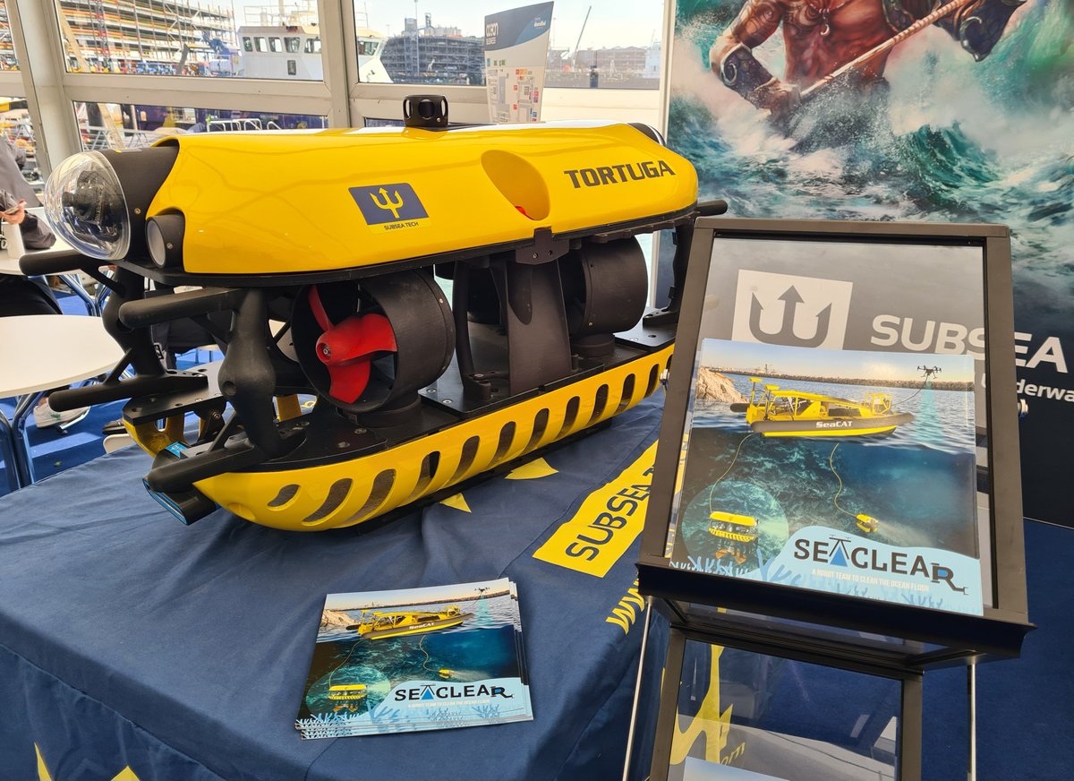 Our autonomous robotic system for cleaning the seabed, #SeaClear🌊, made an appearance at @OceanBusiness  last week, an international ocean technology exhibition. Thanks to our partners from @SubseaTech_ for presenting the system!

#oceanbiz #oceantech #ob