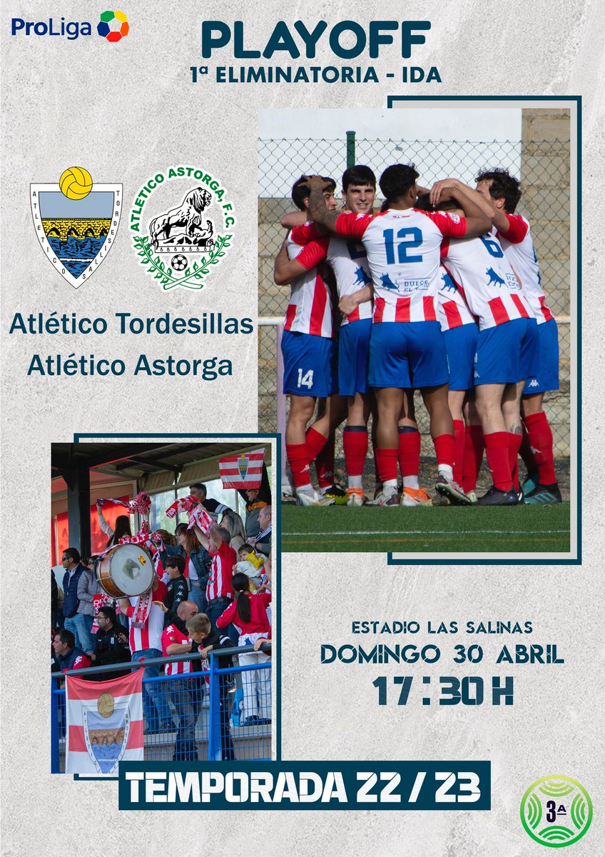 🔜 Semifinal autonómica fase de ascenso (partido de ida)

⌚ Horario confirmado 

<a href="/AtcoTordesillas/">Atlético Tordesillas</a> Vs
<a href="/AtleticoAstorga/">Atlético Astorga F.C.</a>

📆 Domingo 30 de abril 
🕠 17:30 H
🏟️ Las Salinas 

#VamosTorde💪