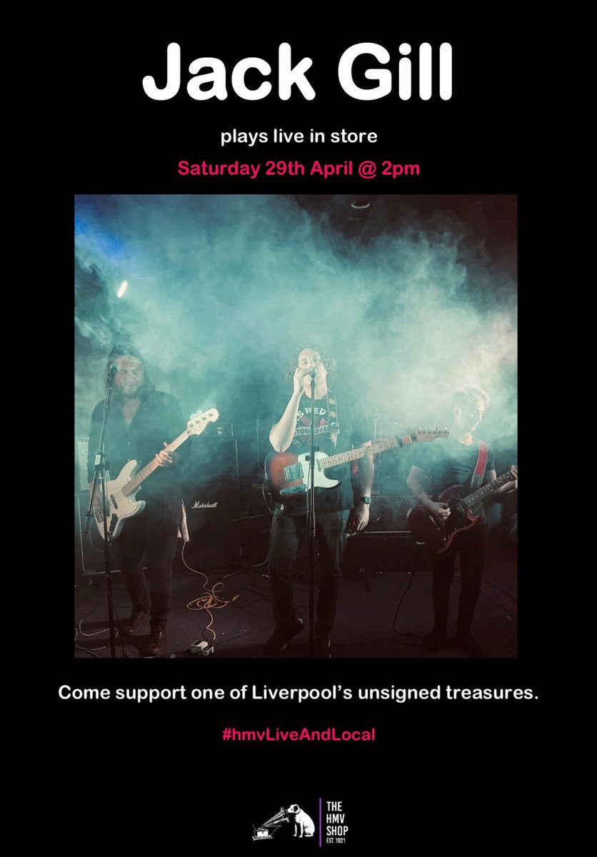 BOOM 💥 

We kick off a busy few weeks this Saturday at @hmvliverpool 

We will be playing a special 30 minute set in store! 

Starts at 2pm ✌🏻

@jgtheoverlook 

#hmv #hmvrecordshop