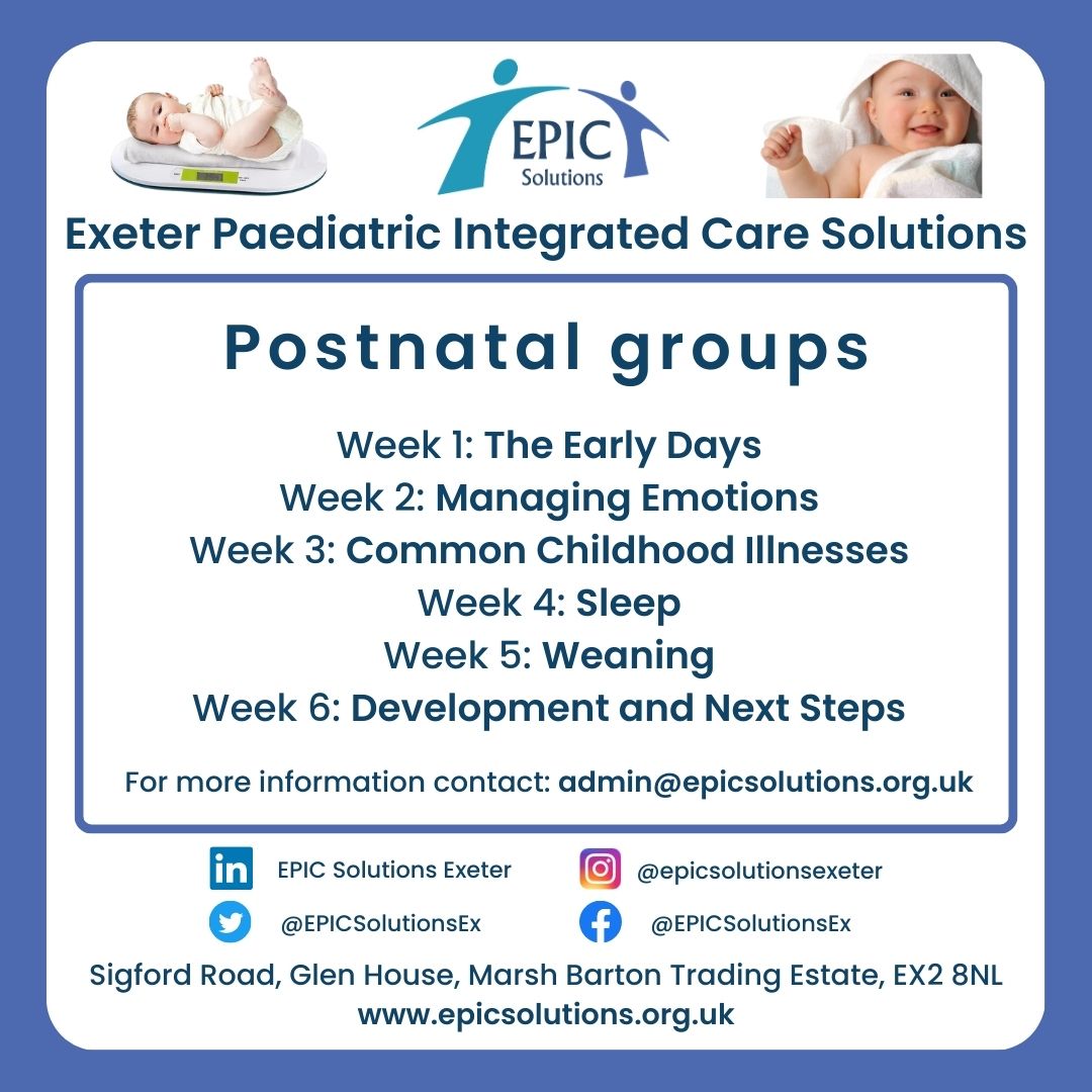 EPICSolutionsEx's tweet photo. Our Postnatal health visitor led sessions begin on the 9th May. You can book into as many as you would like to attend for £40 per session or £200 for all 6 weeks!

See below for session details: https://t.co/2Ez3FP2qQV