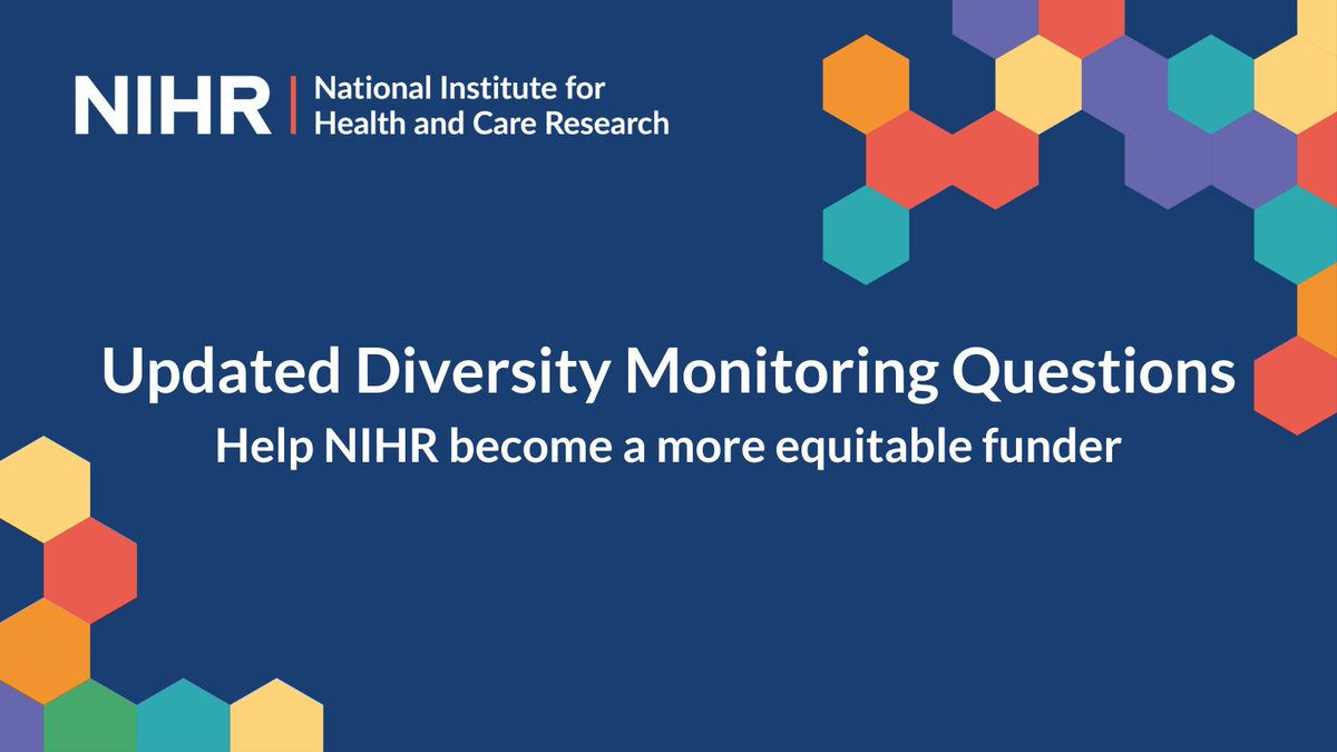 From April 2023 we are collecting all 9 protected characteristics. NIHR uses this information to understand the diversity of people that engage with us. This helps us identify barriers that affect certain groups and plan interventions to remove them. pulse.ly/x6dcnrylrf