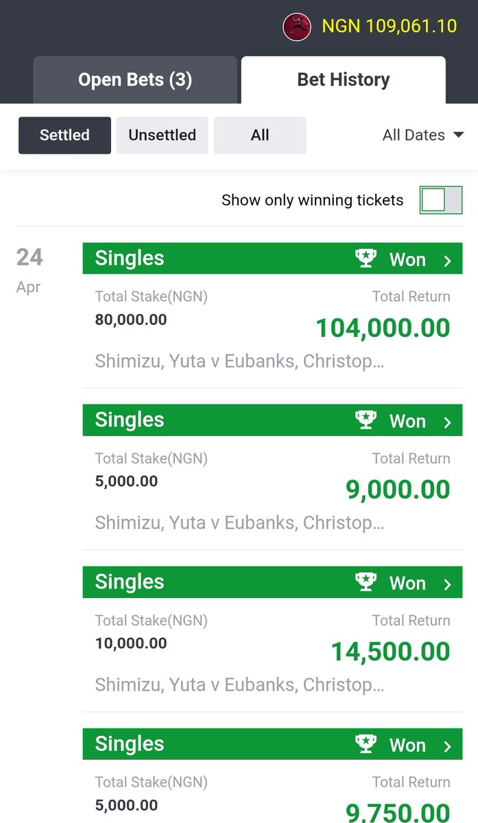 Africantips's tweet photo. I hate sportybet inplays. Russian bookies have reduced my odds. 

e don turn 109k

What do they tell you about Tennis Punters? https://t.co/Jtct88BHXh