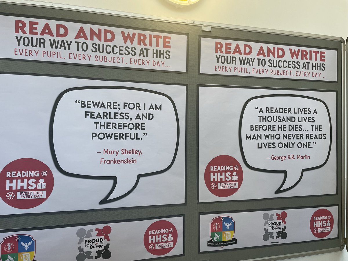HHS_Reading's tweet photo. A new week, a new display! Some of our most inspiring quotes about books and from books up around school 📚
#ReadingForPleasure #ReadingMatters
#HHSReads https://t.co/V74vH4NBr1