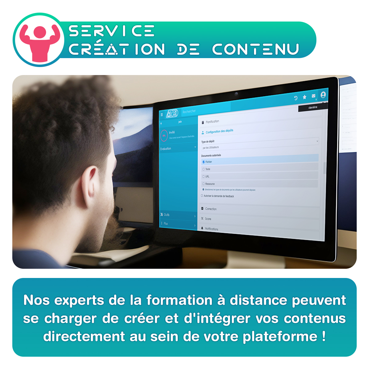Externalisez la création de vos contenus elearning avec AlterLMS ! Nos experts de la formation à distance se chargent de la création et l'intégration sur votre plateforme. Contactez-nous pour une approche sur mesure de votre projet ! #formation #alternance #externalisation #RH