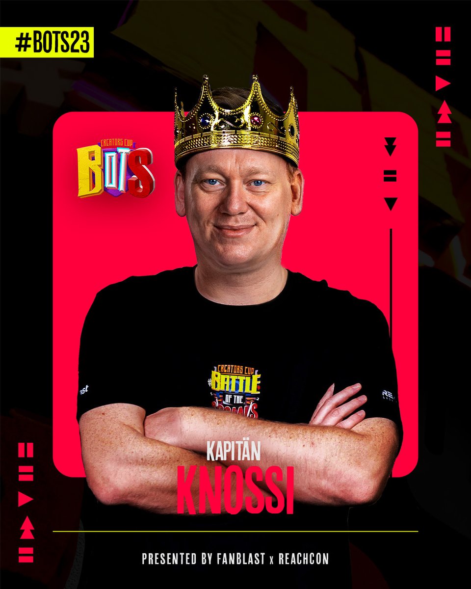 BOTS2024's tweet photo. Der King is back! @TheRealKnossi 👑

Gemeinsam mit Lena, Younes Zarou &amp; Elligella kämpft er am 30.07.2023 beim #BattleoftheSocials als Kapitän von #TeamKnossi 🔴 um den heißbegehrten #CreatorsCup Pokal 🏆

Sicher dir jetzt dein Ticket für das #BOTS23: https://t.co/rP8Paba6GM https://t.co/apkpeKNYP8