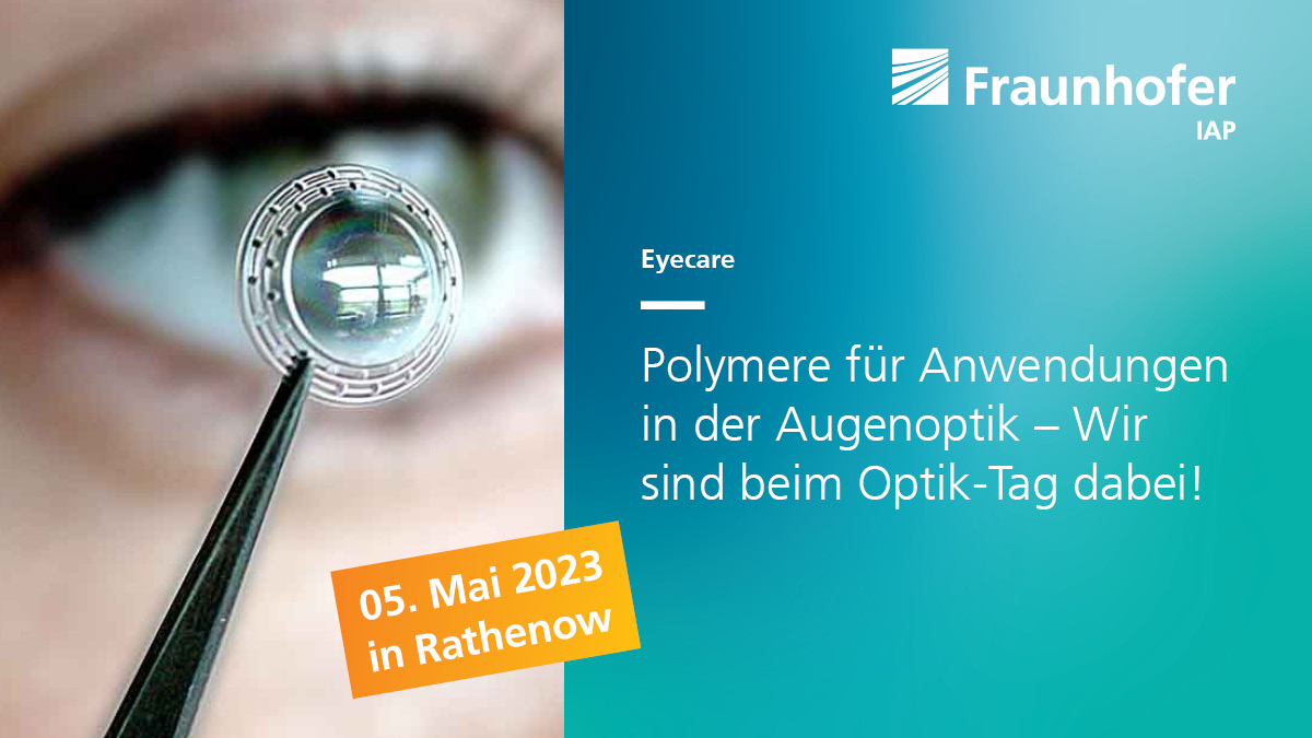 FraunhoferIAP's tweet photo. 👀Aufgepasst! Von therapeutischen #Kontaktlinsen, über künstliche #Hornhaut-#Implantate bis zum #3DDruck von Brillenrahmen & -gläsern – Prof. Christian Dreyer präsentiert unsere #Innovationen in der #Augenoptik.
➡️https://t.co/hZ5MrqVXzO
#OptikBB | Kulturzentrum #Rathenow https://t.co/qEwC2wCwSS