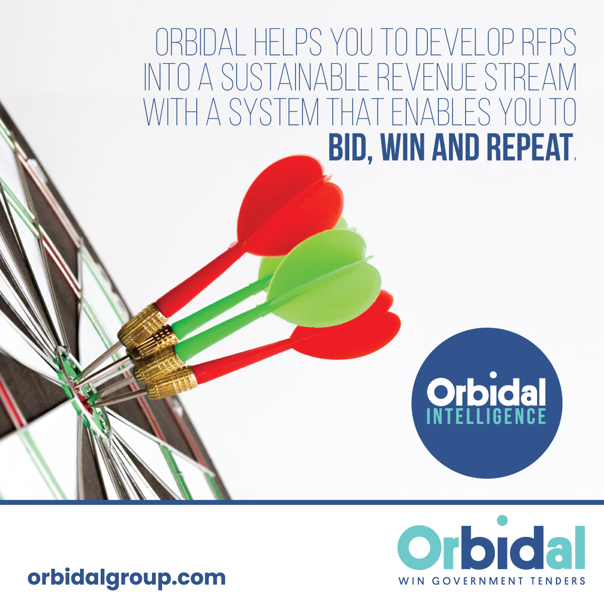 Orbidal helps you to develop RFPs into a sustainable revenue stream with a system that enables you to BID, WIN and REPEAT.

Our cloud based platform enables you to quickly create, curate and submit tender applications for government opportunities, then store them for future use!