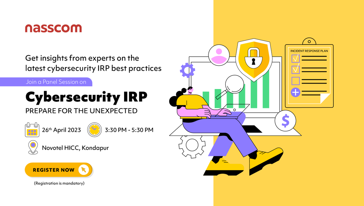 nasscom_member_'s tweet image. Boost your #cybersecurity readiness!

Meet leading experts at an enriching panel session on &apos;Cybersecurity IRP, Prepare for the Unexpected&apos; and learn how to develop a resilient Incident Response Plan.

26 Apr | 3:30-5:30 PM | Kondapuri
Register Now: bit.ly/3GNUVpB