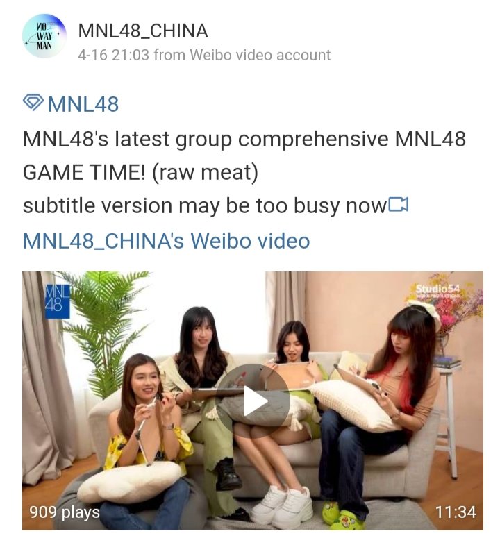 Updated pa rin pala sa weibo si MNL48_CHINA

#MNL48 <a href="/mnl48official/">MNL48</a>