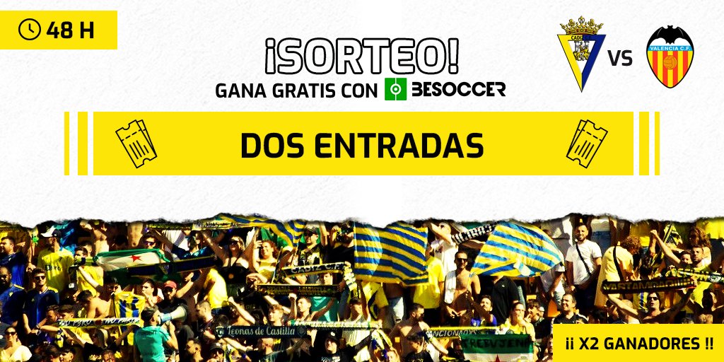 besoccer_ES's tweet image. Gana 2 🎟️🎟️ para el siguiente partido del @Cadiz_CF 
 
Requisitos:   
1️⃣ Síguenos en: @besoccer_ES y @BeSoccerTeam y sigue al @Cadiz_CF   
2️⃣ RT  
3️⃣ Menciona a 2 amigos  

⏳ 48 horas para participar
