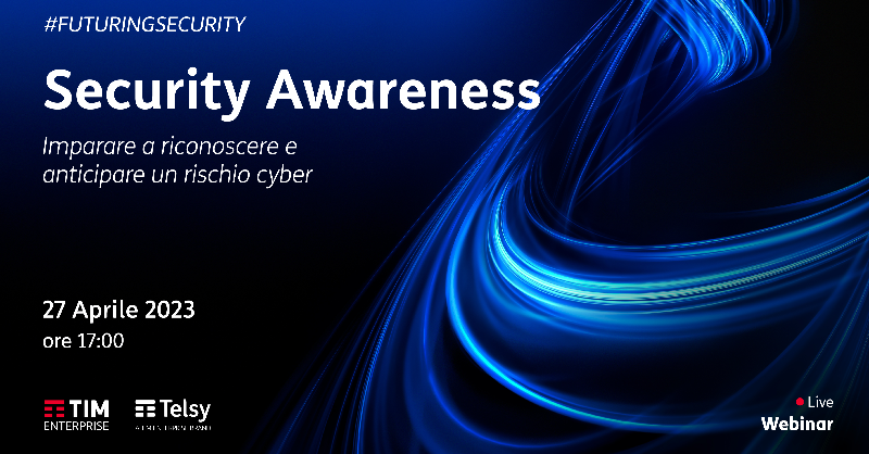 TIM_Enterprise's tweet photo. 📌Il 27/04, alle ore 17:00, @TelsyGruppoTIM, la cybersecurity factory del Gruppo TIM operante nell’ambito di #TIMEnterprise, presenta il #webinar “Security Awareness: imparare a riconoscere e anticipare un rischio cyber”.

Registrati gratuitamente qui.👇 #FuturingSecurity