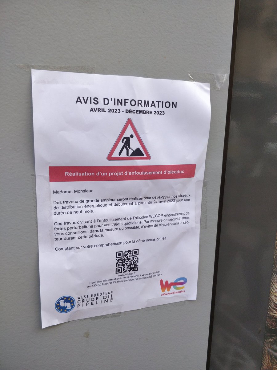 gaspardchameroy's tweet photo. La surprise continue. Des Parisiens ont pu lire ce matin cet avis d'information pour le projet @wecop_ ? Des expropriations auront-elles réellement lieu ?

@TotalEnergies #WeAreEnergies le projet @stopEACOP ne vous suffisez pas ? 

#wecop https://t.co/tZOaXPLQvS