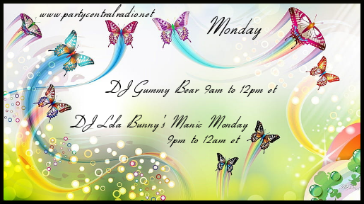 Monday: Kick your week off with the fluttering sounds of partycentralradio.net where we have a great music mix playing 24/7