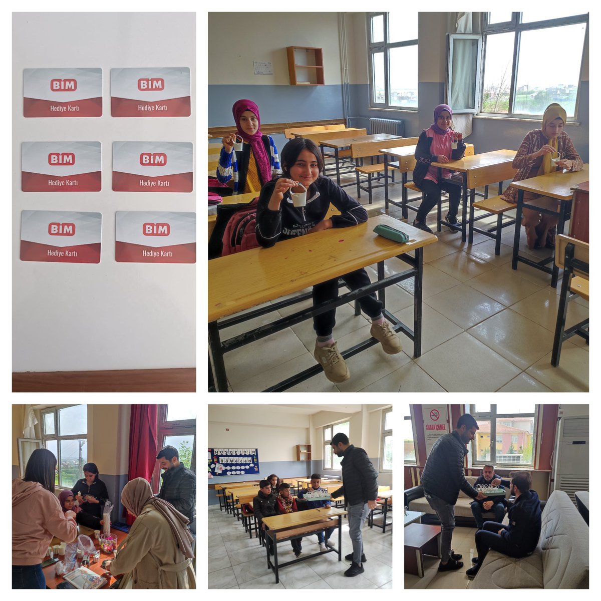 Okulumuzöğrenclri sınıf öğretmenleri önderlğinde anlamlı bir kampanyayaimza attılarİmkanlarölçüsunde alışveriş kartlari oluşturdular.iyilikhareketi kartlar,ihtiyaç sahiplerine öğretmenler ve öğrenciler tarafındanulaştırıldı.Tatil dönüşünde öğretmenve öğrencilerimiz bayramlaştilar