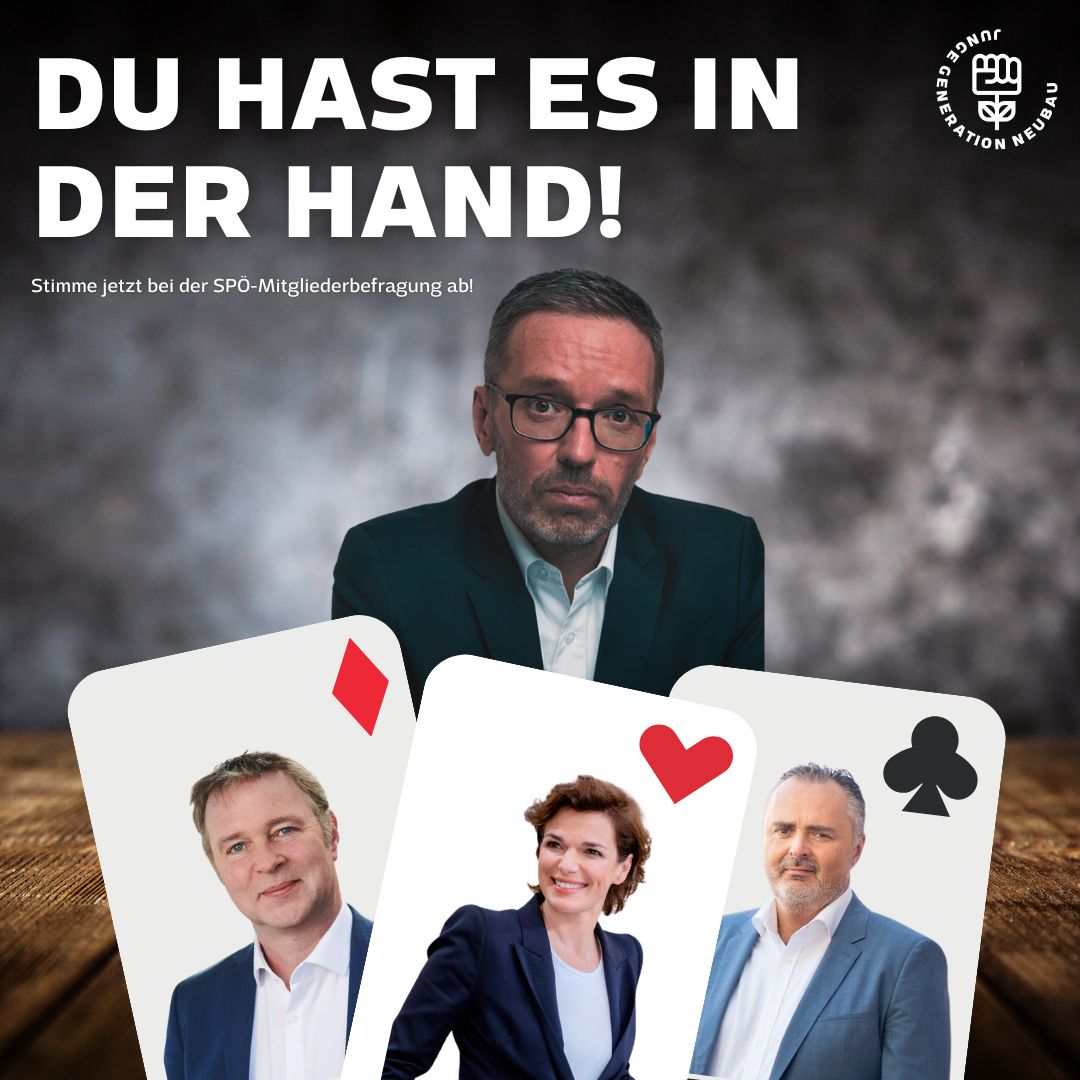 Die JG Wien hat ein tolles Tool entwickelt um für alle Genossinnen und Genossen eine kleine Wahlhilfe zu bieten -&gt; mitentscheiden.at
3 KandidatInnen treten an und wollen unser Land verändern - aber ihr habt es in der Hand wer die Geschicke der Sozialdemokratie leiten soll.