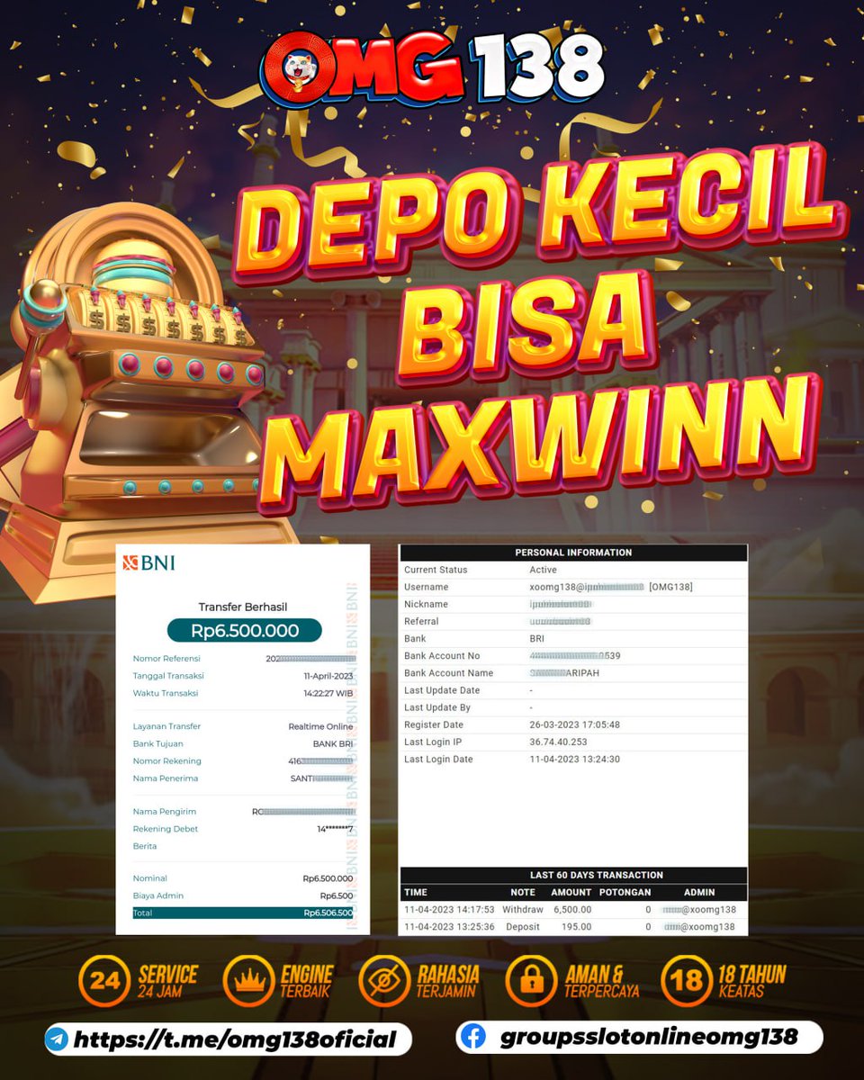 OMG138_'s tweet photo. MAXWIN DIBAYAR LUNAS HANYA DI OMG138 !!! 

#slotgacor #slotgacorhariini #bocoranslot #slotonline #slot #cuanonline #mesinonline #RTP #bocoran #gameonline #agent #spadegaming #hackeronline #maxwin #agen138 #Jackpot #hariini #pola #polaslot #teknikslot #olympus #OMG138 https://t.co/UpDpQNBvzL