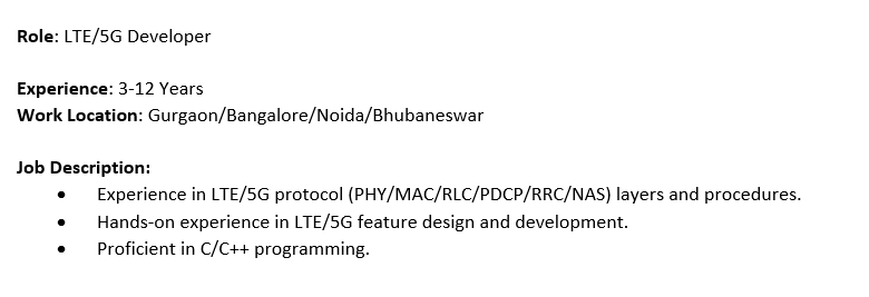 JobsAtHSC's tweet photo. Hughes Systique Corporation (#HSC) is hiring LTE/5G Developers. 
#5G #LTE #ProtocolStackDevelopment #NR5G #Hiring #JobOpportunities #JobsAtHSC #Jobs https://t.co/z79kfwvPA4