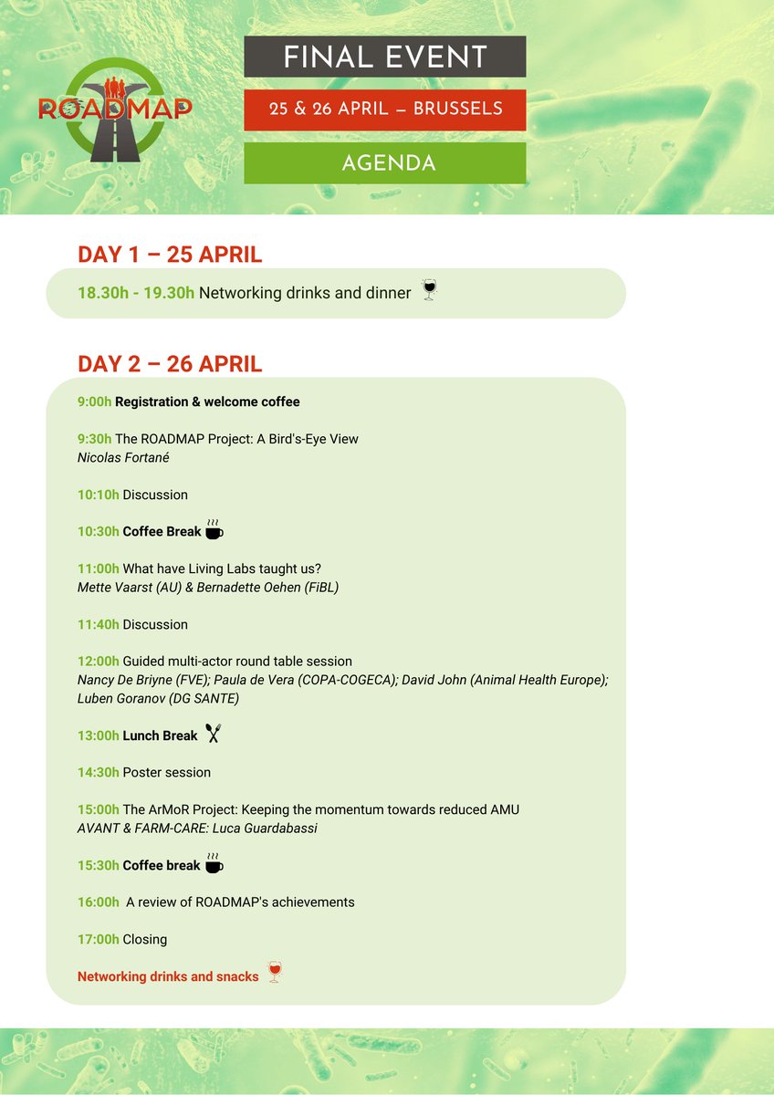 @project_avant meets @ROADMAP_H2020 ‼️ Join on the 26th of April in Brussels and learn more about innovative solutions to reduce #AntimicrobialResistance in animals 🐷🐮🐔and the future of the #ArMoR cluster #H2020 #AnimalHealth #OneHealth