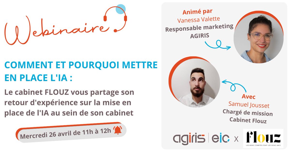 [⚠️ J-4 Webinaire AGIRIS-EIC x Cabinet Flouz]

Comment et pourquoi mettre en place l'IA ?

Votre confrère Samuel Jousset, vous partage son retour d'expérience sur l'intégration de l'IA au sein du cabinet Flouz.
 
👉Inscrivez-vous au webinaire : bit.ly/3KzuViO