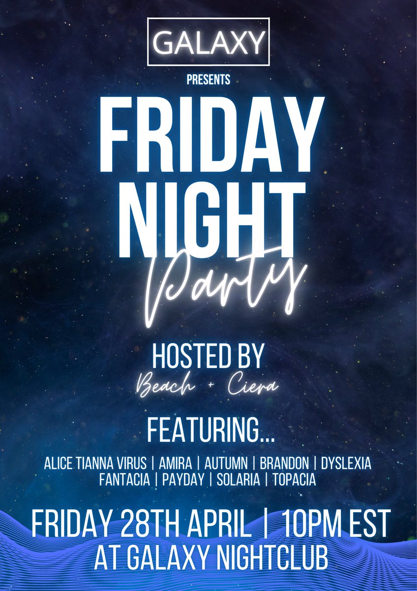 GALAXYCLUBRBLX's tweet photo. GALAXY PRESENTS... APRIL'S FRIDAY NIGHT PARTY! 💙

Hosted by @zbeachi and @CieraDiva, and with performances by @AliceT_Virus, @Amira_RBLX, @EraAutumnn, @BrandonxRBLX, @Dyslexia_RBLX, @lafantacia_, @v_elias_, @SolariaRBIX &amp; @TopaciaRBLX, this is an event PACKED with talent! https://t.co/wAGnSznCea