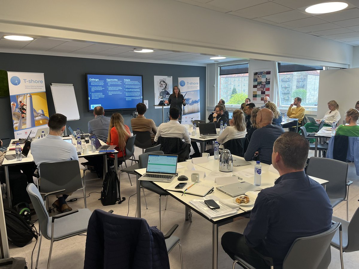 In preparation of our Launch Event and #windeurope2023 the T-shore partners have come together at @tec_cph for our partner meeting to discuss all things T-shore and continue our collaboration! #cove #offshoretraining