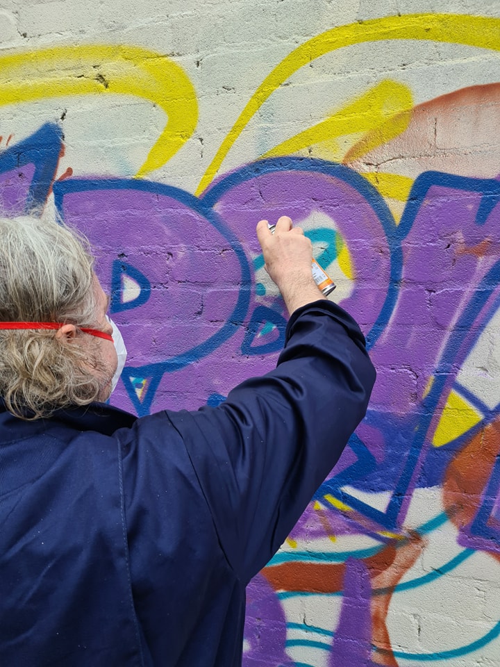 Finally getting paint on walls! We started our base coat today for the wall we will host workshops from. 
 The first spray paint workshop is 7 May from 11-2, booking is essential.
#spennymuralfest