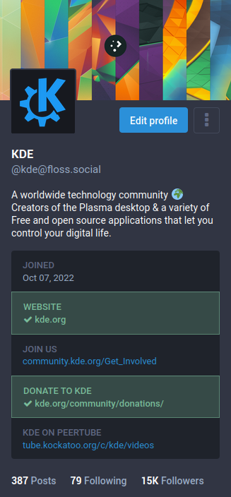This is what *real* verification looks like. Come join us on Mastodon 🐘. floss.social/@kde